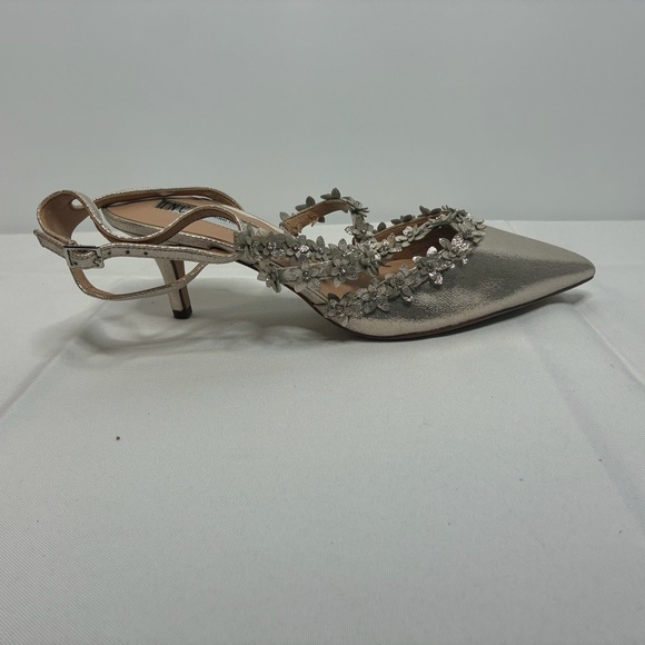 INC International Concepts Gold Metallic Floral Heels Women’s Size 8 - Picture 9 of 16